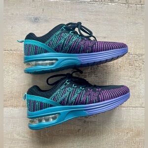 Omega Walk Women's Size 38 (7.5) Athletic Shoes Black, Purple, and Teal Comfort
